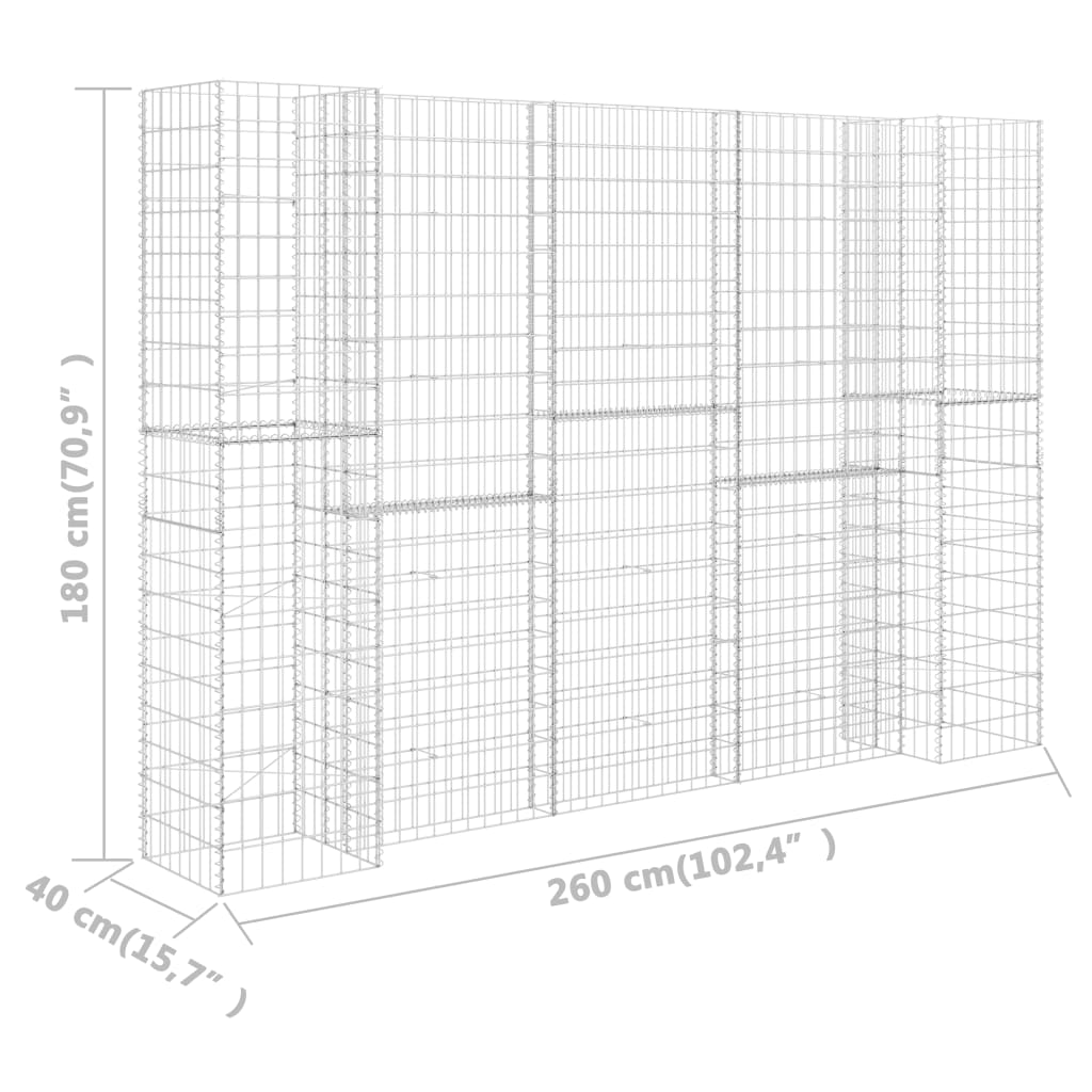 vidaXL Gabion Wall Gabion Retaining Wall Gabion Basket Cage Galvanized Steel